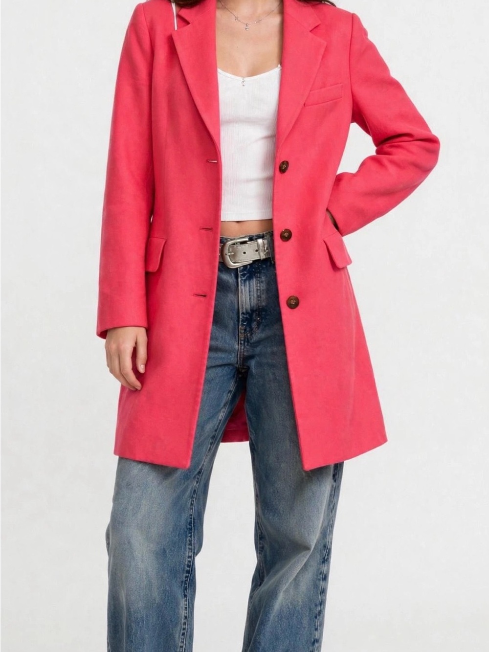 Paul Smith Coral Red size 42- US 12 Single-Breasted Longline Blazer